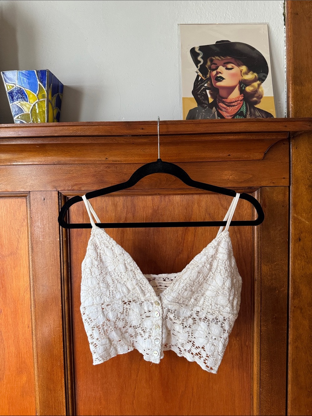 Urban Outfitters White Crochet Lace Button-Front Camisole